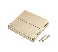 sourcing map Light Switch Wall Panel On/Off Push Button Rocker Switch 2 Gang 2 Way Gold Tone 250V 10A 86mmx86mm