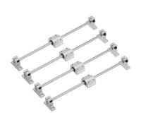 sourcing map Linear Motion Rod Shaft Guide Set 4pcs 8mm x 300mm Linear Motion Guides Steel Plated Smooth with 4pcs SCS8UU Bearing Block & 8pcs Shaft Support for Automated Machines CNC
