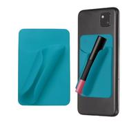 sourcing map Lip Gloss Holder Phone Case, Stick on Silicone Lip Holders Self-Adhesive Silicone Phone Card Balm Holder with Card Slot for Cellphone, Peacock Blue