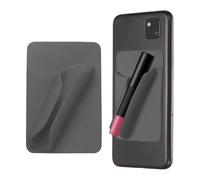 sourcing map Lip Gloss Holder Phone Case, Stick on Silicone Lip Holders Self-Adhesive Silicone Phone Card Balm Holder with Card Slot for Cellphone, Dark Gray