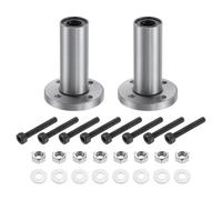sourcing map LMF10LUU Linear Ball Bearings 10mm Bore 19mm OD 55mm Length Round Flange Nickel Plated with Screws for CNC Machine 3D Printer 2pcs