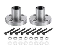 sourcing map LMF6UU Linear Ball Bearings 6mm Bore 12mm OD 19mm Length Round Flange Nickel Plated with Screws for CNC Machine 3D Printer 2pcs