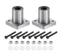 sourcing map LMK10-UU Linear Ball Bearings 10mm Bore 19mm OD 29mm Length Round Flange Nickel Plated with Screws for CNC Machine 3D Printer 2pcs