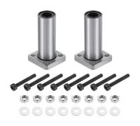 sourcing map LMK10LUU Linear Ball Bearings 10mm Bore 19mm OD 55mm Length Round Flange Nickel Plated with Screws for CNC Machine 3D Printer 2pcs