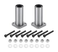 sourcing map LMK13LUU Linear Ball Bearings 13mm Bore 23mm OD 61mm Length Round Flange Nickel Plated with Screws for CNC Machine 3D Printer 2pcs