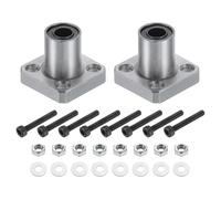 sourcing map LMK6-UU Linear Ball Bearings 6mm Bore 12mm OD 19mm Length Round Flange Nickel Plated with Screws for CNC Machine 3D Printer 2pcs