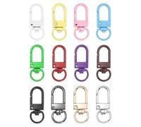sourcing map Lobster Claw Clasps, 24Pcs 33mm - Metal Swivel Clasps Snap Hook, Lanyard Clips for Bag Keychains Purses Charm Jewelry Making Connector DIY Craft Accessories (12 Colors)