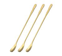 sourcing map Long Handle Spoon, 3Pcs 7.87-Inch Ice Cream Spoon, Stainless Steel Cocktail Stirring Spoons for Mixing, Drink, Coffee (Gold)