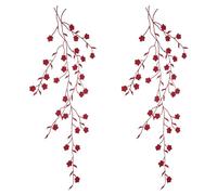 sourcing map Long Plum Iron on Patches, 18.5 in Long Flower Embroidered Appliques Sew on Patch Floral Vines Decoration Applique for Dress Clothes Jackets Jeans Bags, 2pcs, Wine Red