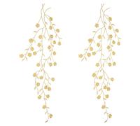 sourcing map Long Plum Iron on Patches, 18.5 in Long Flower Embroidered Appliques Sew on Patch Floral Vines Decoration Applique for Dress Clothes Jackets Jeans Bags, 2pcs, Gold