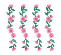 sourcing map Long Plum Iron on Patches, 9.4 in Long Flower Embroidered Appliques Sew on Patch Floral Vines Applique with Leaf for Dress Clothes Jackets Jeans Bags, 4pcs, Rose Red