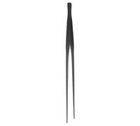 sourcing map Long Tweezers 7.9 Inch Stainless Steel Tweezers with Straight Serrated Tip Multi-Purpose Kitchen Tongs for Cooking Gardening Repairing Craft, Black