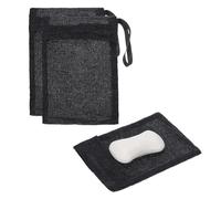 sourcing map Loofah Soap Pouch, 2 Pcs Bar Soap Saver Bag with Black Handle Nylon Body Scrubber Pouch Exfoliating Net for Body Shower Foaming Travel Camping, Black