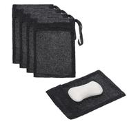 sourcing map Loofah Soap Pouch, 4 Pcs Bar Soap Saver Bag with Black Handle Nylon Body Scrubber Pouch Exfoliating Net for Body Shower Foaming Travel Camping, Black