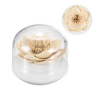 sourcing map Lotus Flower Toothpick Holder, Wood Toothpick Dispenser Creative Cotton Swab Holder Cotton Bud Storage Box Table Decoration for Bedroom, Living Room, Kitchen, Beige