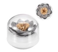 sourcing map Lotus Flower Toothpick Holder, Wood Toothpick Dispenser Creative Cotton Swab Holder Cotton Bud Storage Box Table Decoration for Bedroom, Living Room, Kitchen, Gray
