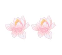 sourcing map Lotus Iron on Patches, 8x8cm Blooming Lotus Embroidered Applique Flower Sew on Badge Patch for Clothing Backpacks Jackets Hats Repairing Decoration, 2pcs, Light Pink