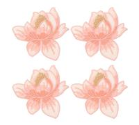 sourcing map Lotus Iron on Patches, 8x8cm Blooming Lotus Embroidered Applique Flower Sew on Badge Patch for Clothing Backpacks Jackets Hats Repairing Decoration, 4pcs, Apricot