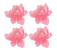 sourcing map Lotus Iron on Patches, 8x8cm Blooming Lotus Embroidered Applique Flower Sew on Badge Patch for Clothing Backpacks Jackets Hats Repairing Decoration, 4pcs, Dark Pink