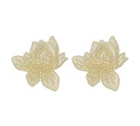 sourcing map Lotus Iron on Patches, 8x8cm Blooming Lotus Embroidered Applique Flower Sew on Badge Patch for Clothing Backpacks Jackets Hats Repairing Decoration, 2pcs, Gold