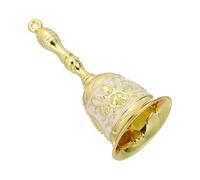sourcing map Loud Hand Bell, 2.09 Inch Wedding Dinner Service Call Bells, Vintage Alloy Carving Jingle Bell for Restaurant, Seniors Bedside, Meditation, Golden White