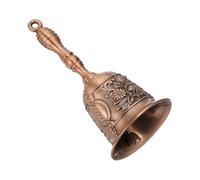 sourcing map Loud Hand Bell, 2.09 Inch Wedding Dinner Service Call Bells, Vintage Alloy Carving Jingle Bell for Restaurant, Seniors Bedside, Meditation, Coppery Red