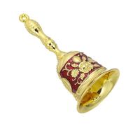 sourcing map Loud Hand Bell, 2.09 Inch Wedding Dinner Service Call Bells, Vintage Alloy Carving Jingle Bell for Restaurant, Seniors Bedside, Meditation, Golden Red