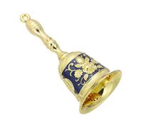 sourcing map Loud Hand Bell, 2.09 Inch Wedding Dinner Service Call Bells, Vintage Alloy Carving Jingle Bell for Restaurant, Seniors Bedside, Meditation, Golden Blue