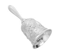 sourcing map Loud Hand Bell, 2.13 Inch Wedding Dinner Service Call Bells, Vintage Alloy Carving Jingle Bell for Restaurant, Seniors Bedside, Meditation, White Silver