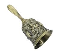 sourcing map Loud Hand Bell, 2.13 Inch Wedding Dinner Service Call Bells, Vintage Alloy Carving Jingle Bell for Restaurant, Seniors Bedside, Meditation, Bronze