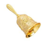 sourcing map Loud Hand Bell, 2.13 Inch Wedding Dinner Service Call Bells, Vintage Alloy Carving Jingle Bell for Restaurant, Seniors Bedside, Meditation, Gold