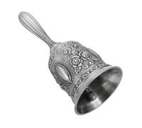 sourcing map Loud Hand Bell, 2.13 Inch Wedding Dinner Service Call Bells, Vintage Alloy Carving Jingle Bell for Restaurant, Seniors Bedside, Meditation, Silver