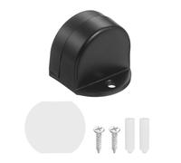 sourcing map Low Dome Floor Door Stop, 1.5" H x 1.65" W Stainless Steel Door Stopper, Rubber Bumper Wall Protector with Screws&Adhesive Tape for Bedroom Bathroom Office, Black