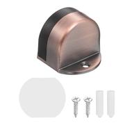 sourcing map Low Dome Floor Door Stop, 1.5" H x 1.65" W Stainless Steel Door Stopper, Rubber Bumper Wall Protector with Screws&Adhesive Tape for Bedroom Bathroom Office, Red Bronze