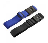 sourcing map Luggage Straps, 2m Length Baggage Buckle Lock Belt for Travel Suitcase Backpack, Black Blue Pack of 2