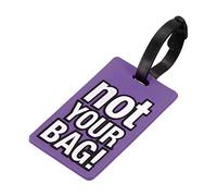sourcing map Luggage Tag, PVC Identifier Card Holder Label, Not Your Bag Pattern Travel Bag Tag with Adjustable Strap for Baggage Suitcase, Purple