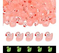 sourcing map Luminous Mini Resin Ducks, Cute Glow in the Dark Tiny Ducks to Hide Miniature Figures Bulk Perfect for Dollhouse & Micro Fairy Garden & Landscape(Light Pink, 120pcs)