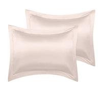 sourcing map Luxury Satin Oxford Pillowcases, Pair of 2 Light Tan Pillow Shams 20 x 30 Inch with Envelope Closure, Queen Size Pillow Cases Covers
