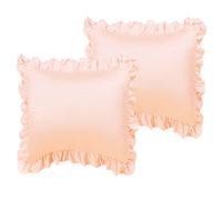 sourcing map Luxury Satin Oxford Pillowcases, Pair of 2 Taupe Ruffled Pillow Shams 26 x 26 inch with Envelope Closure, Euro Size Pillow Cases Covers