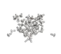 sourcing map M1.4-0.3 x 3mm 100Pcs Flat Round Head Screws 304 Stainless Steel Phillips Drive Machine Screws Hardware Fastener for Furniture Connection