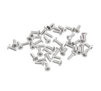 sourcing map M1.6-0.35 x 4mm 100Pcs Flat Round Head Screws 304 Stainless Steel Phillips Drive Machine Screws Hardware Fastener for Furniture Connection
