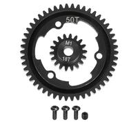 sourcing map M1 Hardened Steel Spur Gear, 50T/18T 5mm Shaft Hardened Steel Upgrades Main Spur Gear for Brushless Brush Motor Model Car (Pack of 2, Black)