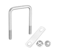 sourcing map M10 2-3/8 Inch Inner Wide Square U Bolts, 4 Inch Length 304 Stainless Steel U-Bolts with Flange Hexagon Nuts, Frame Plates for Trailer, Automotive, (60mm W x 100mm L)