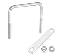 sourcing map M10 3-3/4 Inch Inner Wide Square U Bolts, 4 Inch Length 304 Stainless Steel U-Bolts with Flange Hexagon Nuts, Frame Plates for Trailer, Automotive, (95mm W x 100mm L)