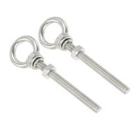 sourcing map M10 3/8"x4.72" Stainless Steel Eye Bolts Threaded Screw Eyebolt Shoulder Ring with Nuts Washers for Lifting Hanging, 2 Set