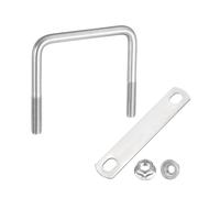 sourcing map M10 3-9/16 Inch Inner Wide Square U Bolts, 4 Inch Length 304 Stainless Steel U-Bolts with Flange Hexagon Nuts, Frame Plates for Trailer, Automotive, (90mm W x 100mm L)