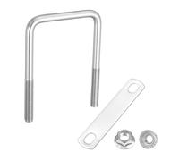 sourcing map M10 3 Inch Inner Wide Square U Bolts, 4-3/4 Inch Length 304 Stainless Steel U-Bolts with Flange Hexagon Nuts, Frame Plates for Trailer, Automotive, (75mm W x 120mm L)