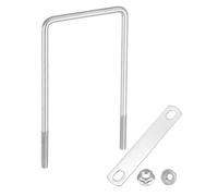 sourcing map M10 4 Inch Inner Wide Square U Bolts, 7-7/8 Inch Length 304 Stainless Steel U-Bolts with Flange Hexagon Nuts, Frame Plates for Trailer, Automotive, (100mm W x 200mm L)