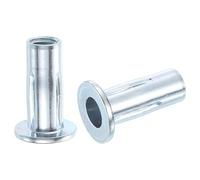 sourcing map M10 Multi-Grip Rivet Nuts, 5pcs Pre-Bulbed Shank Flat Head Threaded Insert Nut Carbon Steel Plus Nuts for Construction Industrial