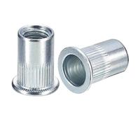 sourcing map M10 Rivet Nuts, 50pcs Zinc Plated Carbon Steel Knurled Flat Head Threaded Insert Nuts for Metal, Plastic